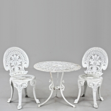 Pair of Cast Garden Chairs and Table