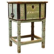 Antique Painted Swedish Chest on Stand, Northern Europe, Dated 1774