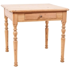 German Side Table in Pine with Turned Legs and Drawer, c. 1850