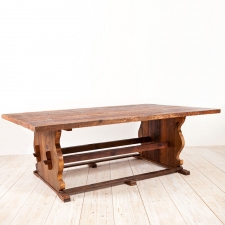 Bonnin Ashley Custom Farm House Table in Reclaimed Pine with Trestle Base