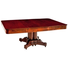 American Empire Dining Table in Mahogany with extension leaf, Boston, c. 1830