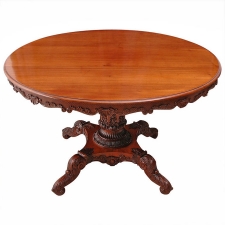 English Regency Round Table with Carved Center Pedestal, circa 1825