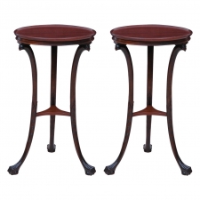 Pair of Round Tripod Tables in Mahogany
