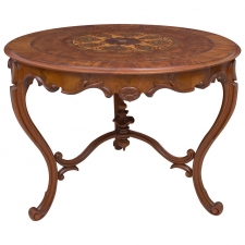 19th Century Italian Center Table with Mosaic Marquetry on Round Top
