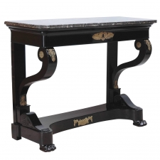 Second Empire Ebonized Console with Ormolu Mounts and Negro Marquina Marble Top
