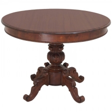 Antique French Louis Philippe Round Center Pedestal Table in Mahogany