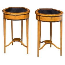 Pair of Edwardian Satinwood, Parcel-Ebonized Vitrine Tables, circa 1900