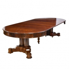 American Empire Extension Dining Table in Mahogany with Pedestal Base