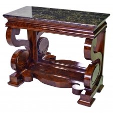 American Grecian-Style Mahogany Pier Table with Nero Portoro Marble, Meeks & Sons, circa 1830