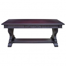 Renaissance-Revival Desk in Black Umber with Trestle Base, Grand Rapids, circa 1920