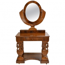 North German Biedermeier Dressing/Console Table in Mahogany with Mirror, c 1825